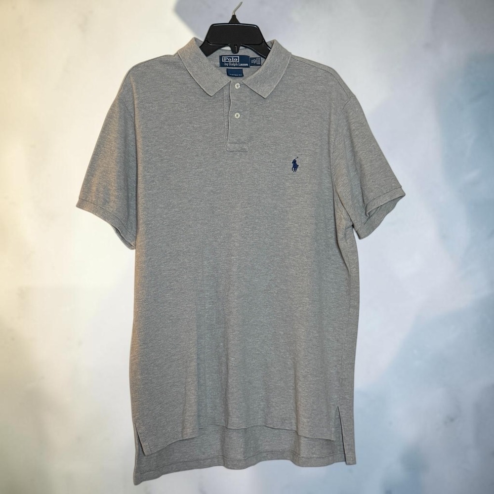 Polo Ralph Lauren Mens XL Gray Custom Fit Short Sleeve Pique Polo Shirt RN 41381